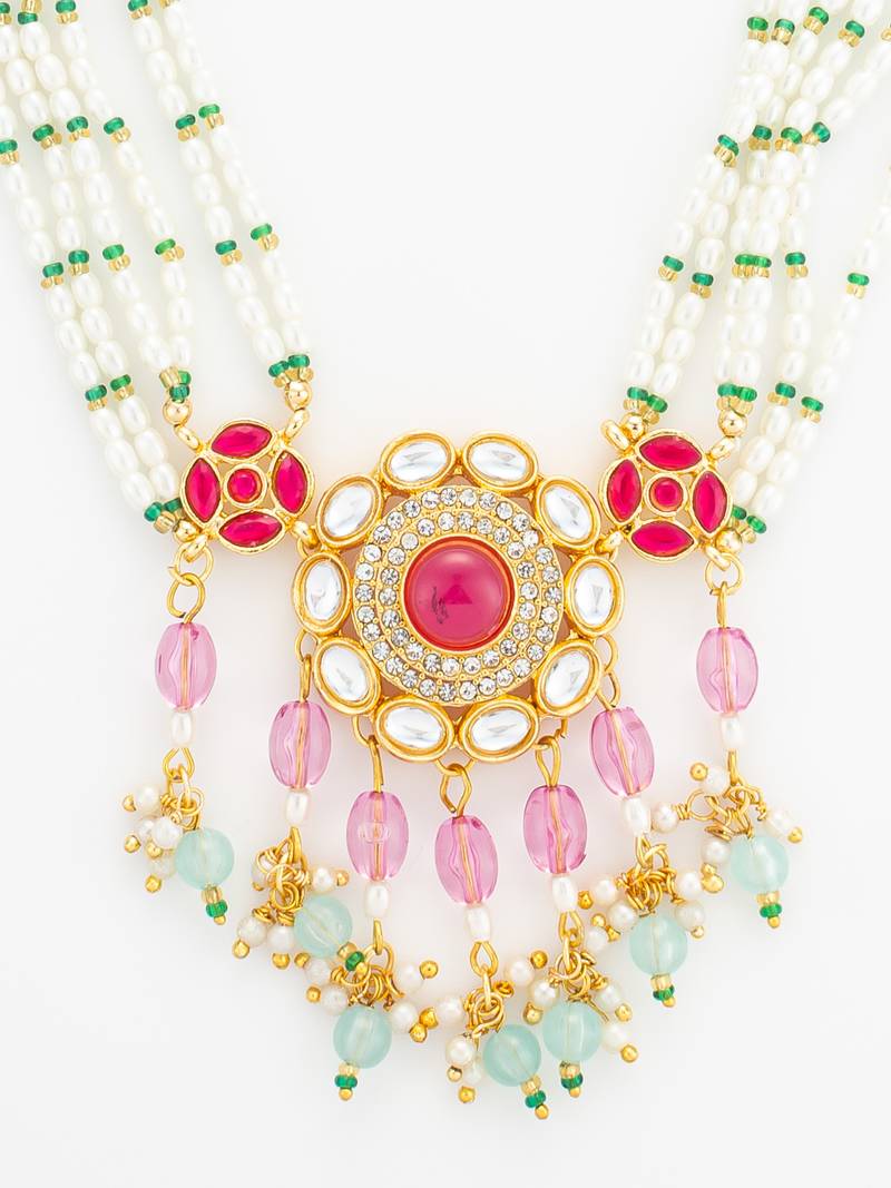 gold plated pearl rani haar set