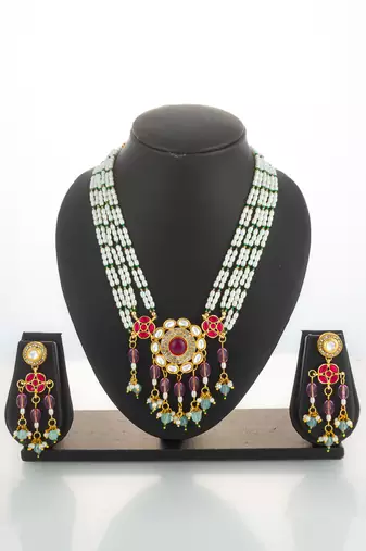gold plated pearl rani haar set