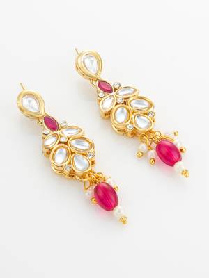gold plated pearl long necklace set 3
