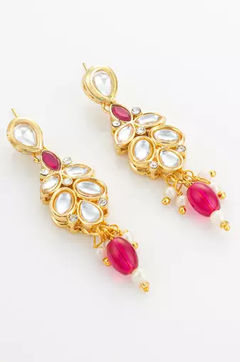 gold plated pearl long necklace set