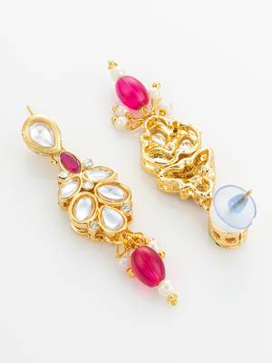 gold plated pearl long necklace set 4