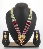 gold plated pearl long necklace set