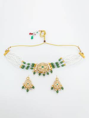 gold plated green choker set 2