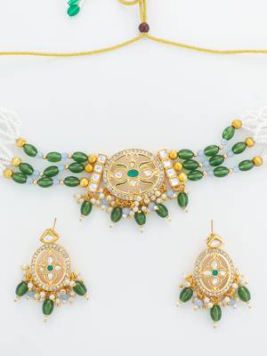 gold plated green choker set 5