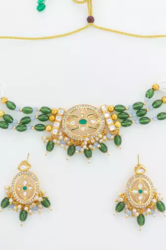 gold plated green choker set