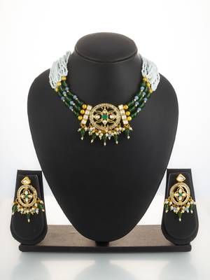 gold plated green choker set 1