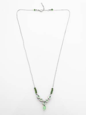 silver plated green kundan necklace 2
