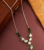 silver plated green kundan necklace