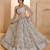 Light Grey Net Zari Embroidered Sequins Beads Lehenga Wedding Wear For Women's