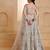 Light Grey Net Zari Embroidered Sequins Beads Lehenga Wedding Wear For Women's