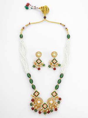 gold plated multicolor pearl necklace set 2