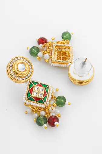 gold plated multicolor pearl necklace set