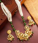 gold plated multicolor pearl necklace set