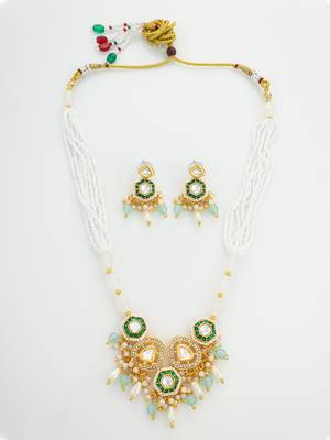 gold plated green stone necklace set 2
