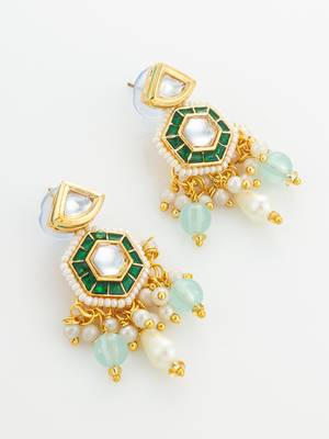 gold plated green stone necklace set 3