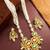gold plated green stone necklace set