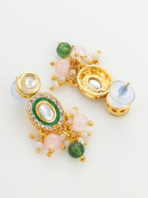 gold plated pink stone necklace set 4