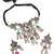 oxidized silver multicolour stone peacock pendant necklace set with ghungroo drop earrings
