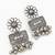 oxidized silver floral rectangular panel necklace set with large pendant and ghungroo earrings