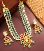 mint green pearl necklace set