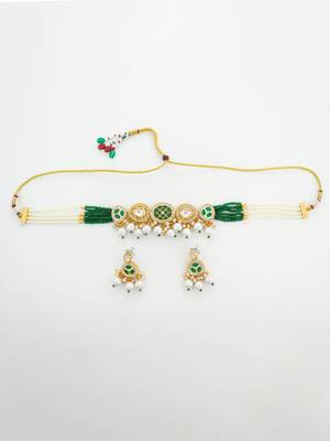 green bead kundan choker set 2