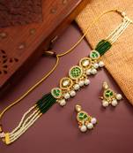 green bead kundan choker set