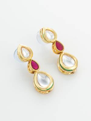 ruby kundan pendant necklace set 3