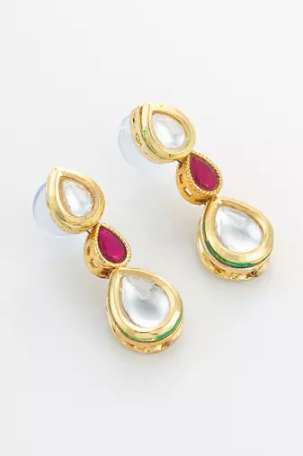 ruby kundan pendant necklace set