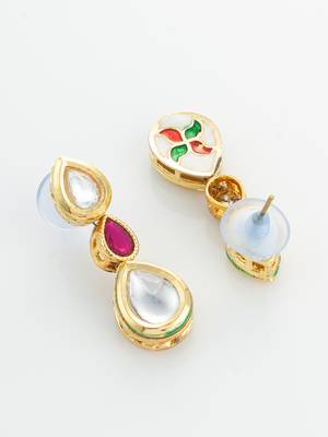 ruby kundan pendant necklace set 4