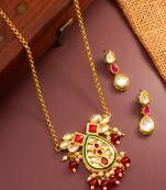 ruby kundan pendant necklace set
