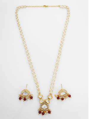 gold plated kundan long necklace set 2