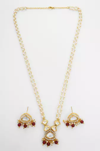 gold plated kundan long necklace set