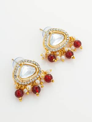 gold plated kundan long necklace set 3