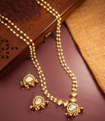 gold plated kundan long necklace set