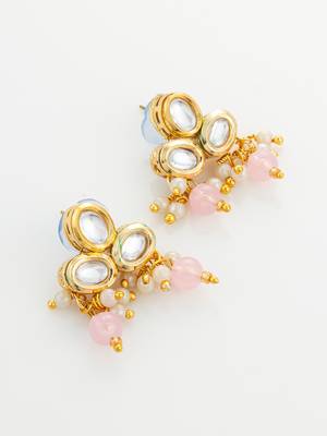 gold plated pink pearl necklace set 2