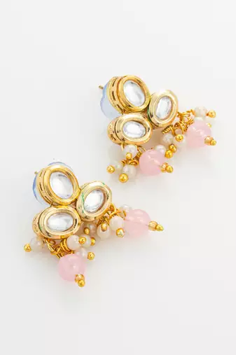 gold plated pink pearl necklace set