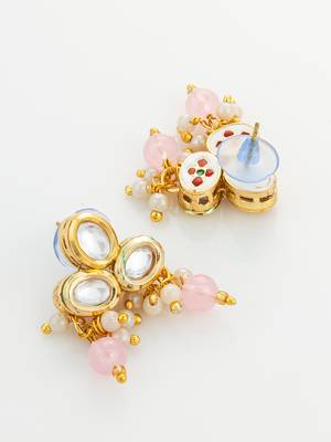 gold plated pink pearl necklace set 3