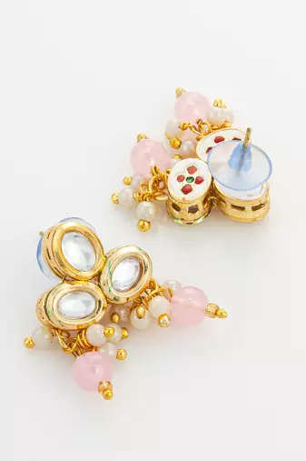 gold plated pink pearl necklace set