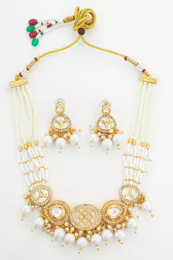 gold plated pearl choker set