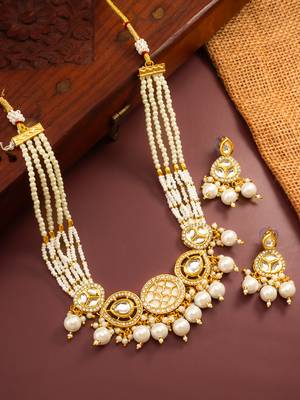 gold plated pearl choker set 1