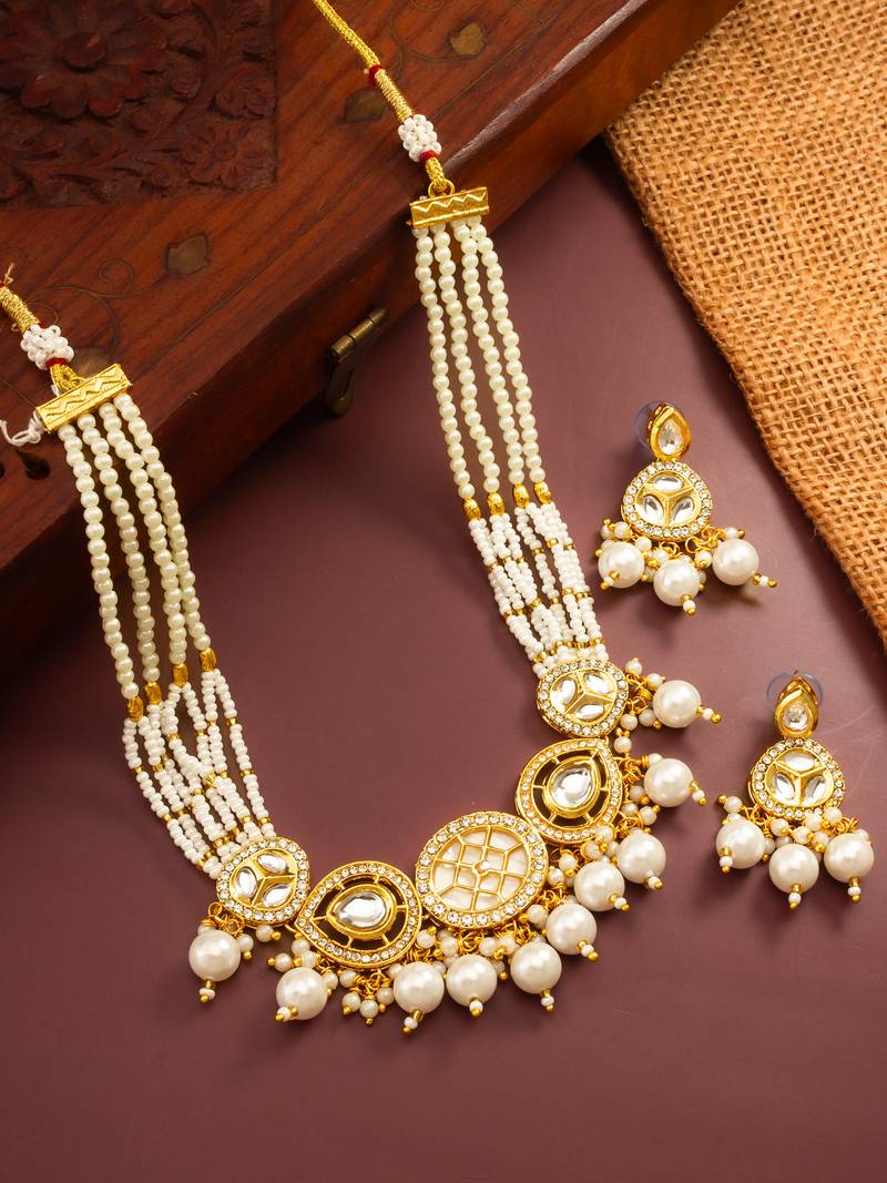 gold plated pearl choker set