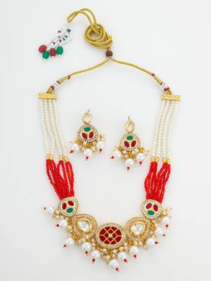 gold plated red green choker set 2