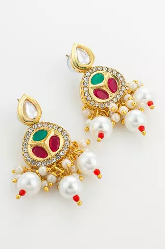 gold plated red green choker set