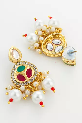 gold plated red green choker set