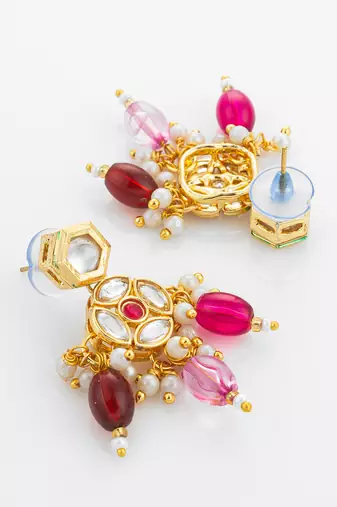 gold plated floral kundan necklace set