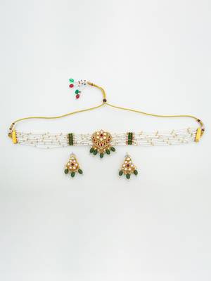 gold plated pearl choker set 1