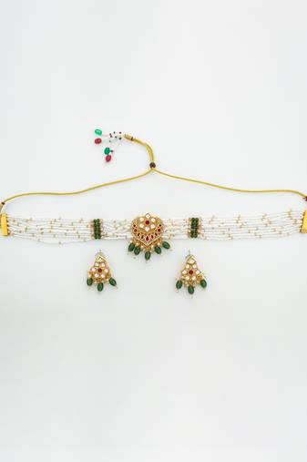 gold plated pearl choker set