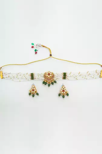 gold plated pearl choker set