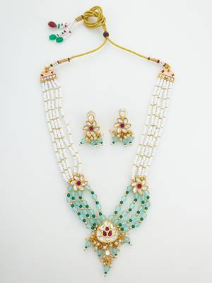 gold plated pearl kundan necklace set 2