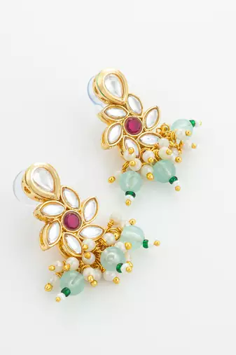 gold plated pearl kundan necklace set